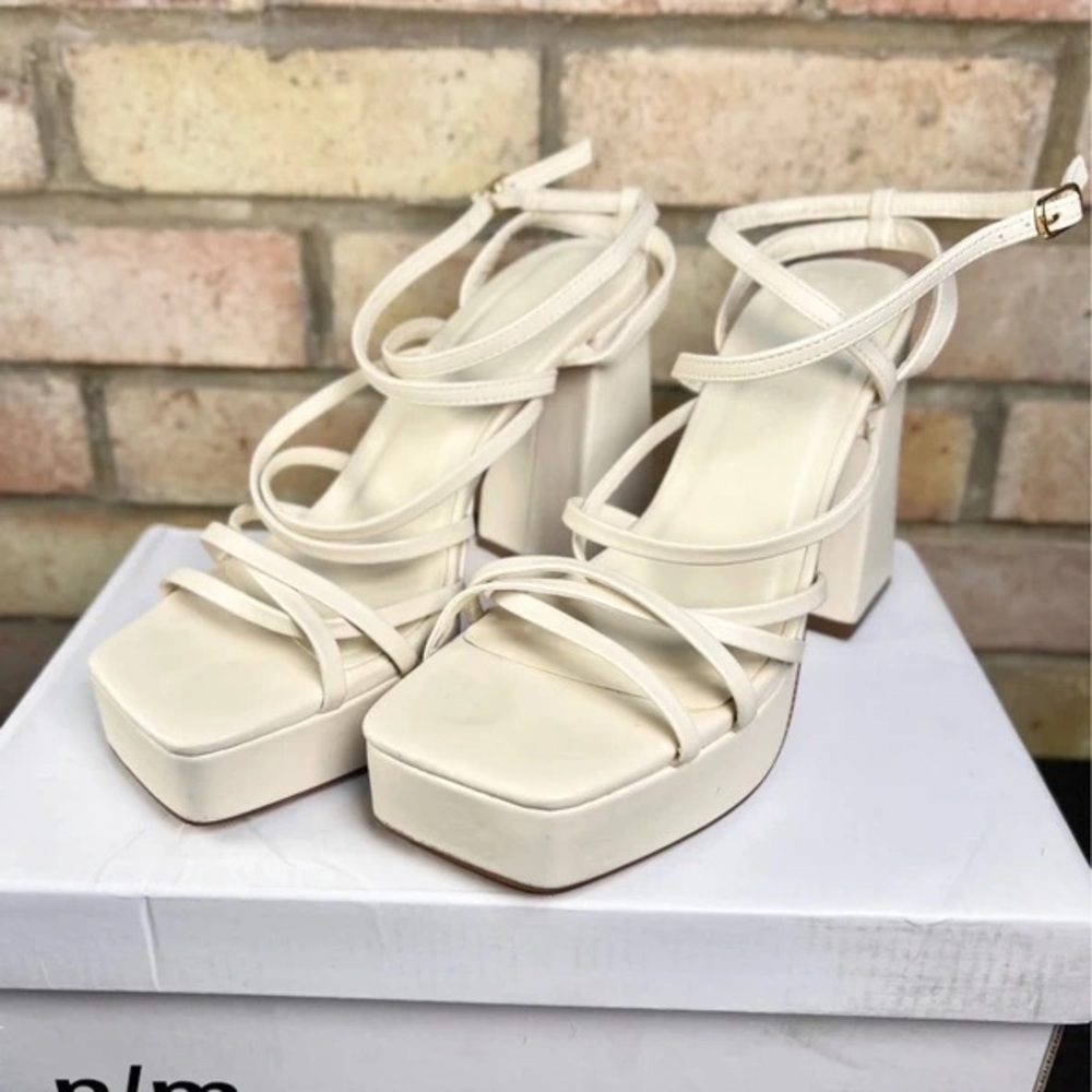 Primark Ivory Strappy Block Heels